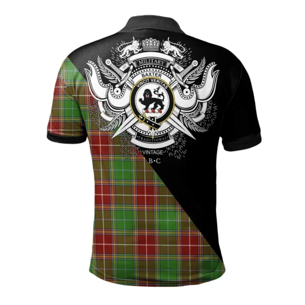 Baxter Modern Clan Polo Shirt, Scottish Tartan Baxter Modern Clans Polo Shirt Military Style - Image 2