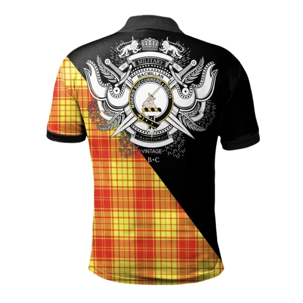 MacMillan Clan Polo Shirt, Scottish Tartan MacMillan Clans Polo Shirt Military Style - Image 2