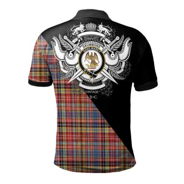 Drummond of Strathallan Clan Polo Shirt, Scottish Tartan Drummond of Strathallan Clans Polo Shirt Military Style - Image 2