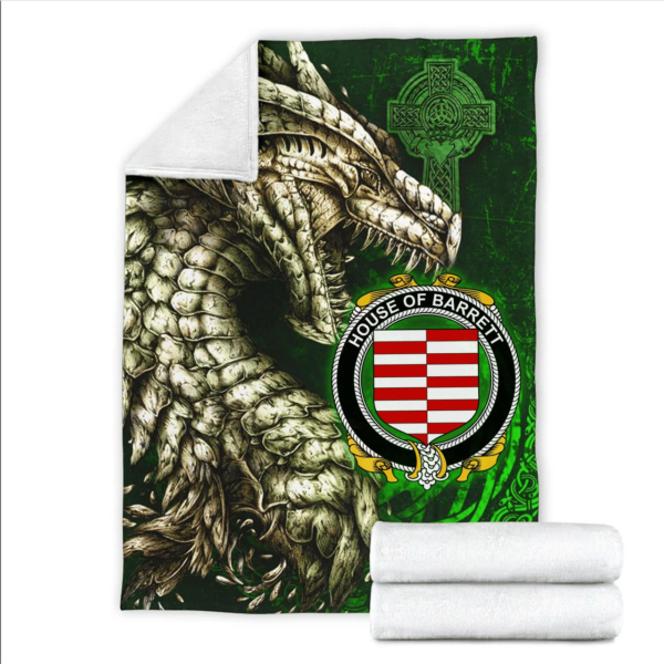 Ireland Premium Blanket - House of BARRETT Family Crest Blanket - Dragon Claddagh Cross - Image 2