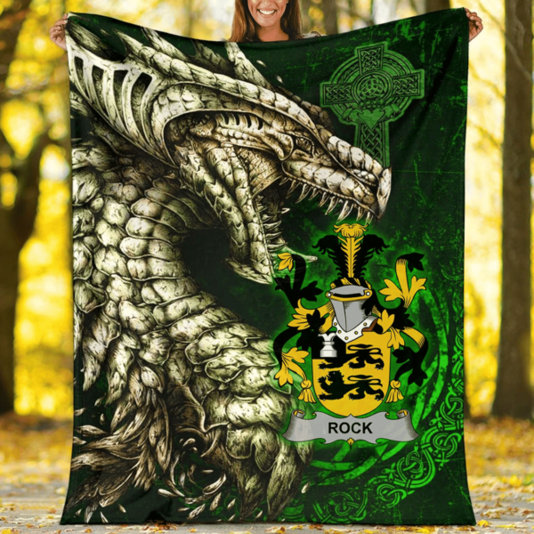 Ireland Premium Blanket - Rock Family Crest Blanket - Dragon Claddagh Cross