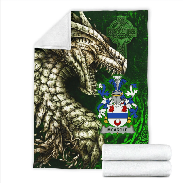 Ireland Premium Blanket - McArdle Family Crest Blanket - Dragon Claddagh Cross - Image 2