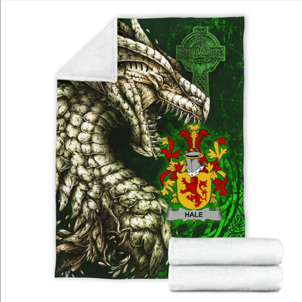 Ireland Premium Blanket - Hale or McHale Family Crest Blanket - Dragon Claddagh Cross - Image 2