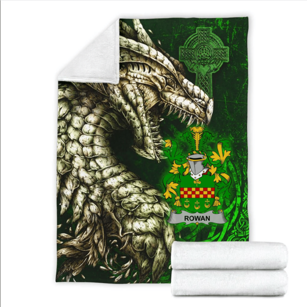 Ireland Premium Blanket - Rowan Family Crest Blanket - Dragon Claddagh Cross - Image 2