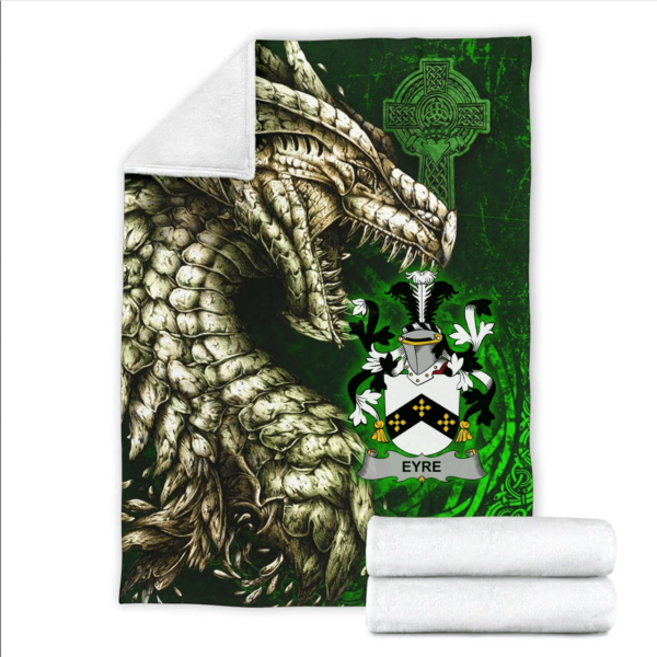 Ireland Premium Blanket - Eyre Family Crest Blanket - Dragon Claddagh Cross - Image 2