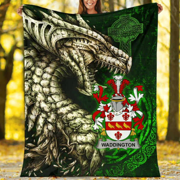 Ireland Premium Blanket - Waddington Family Crest Blanket - Dragon Claddagh Cross