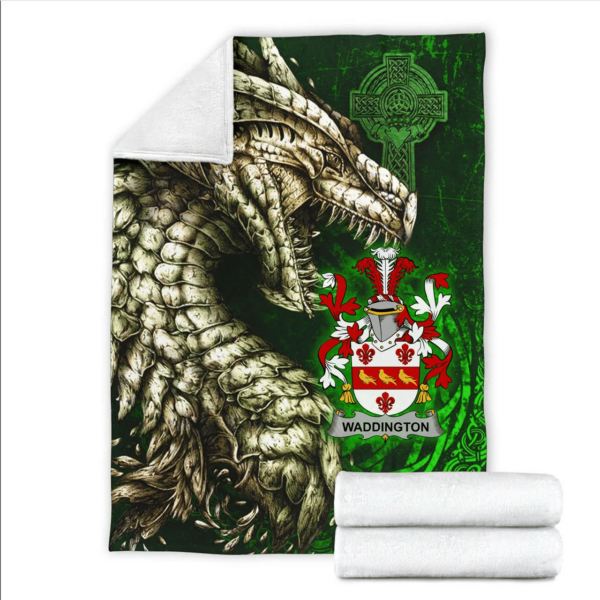 Ireland Premium Blanket - Waddington Family Crest Blanket - Dragon Claddagh Cross - Image 2