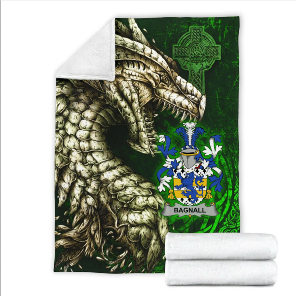 Ireland Premium Blanket - Bagnall Family Crest Blanket - Dragon Claddagh Cross - Image 2