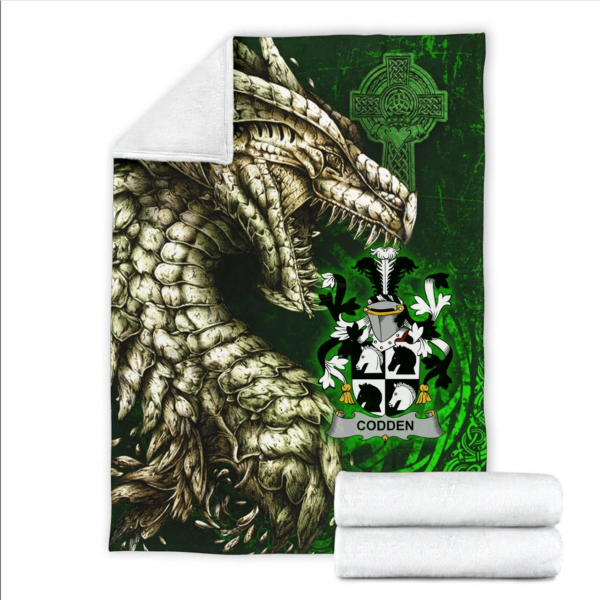 Ireland Premium Blanket - Codden or McCodden Family Crest Blanket - Dragon Claddagh Cross - Image 2