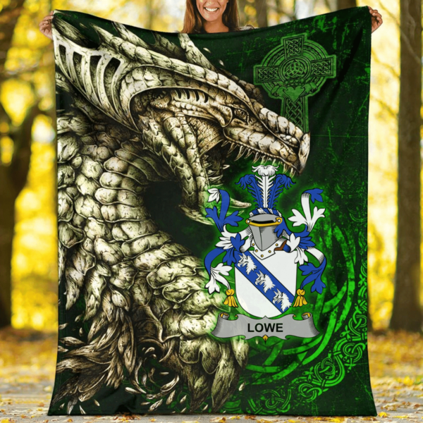 Ireland Premium Blanket - Lowe Family Crest Blanket - Dragon Claddagh Cross