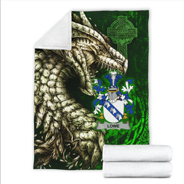 Ireland Premium Blanket - Lowe Family Crest Blanket - Dragon Claddagh Cross - Image 2