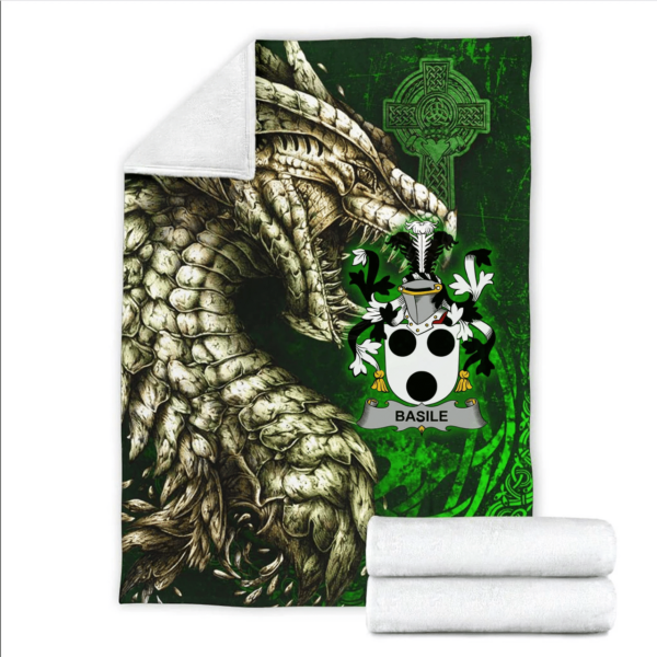 Ireland Premium Blanket - Basile Family Crest Blanket - Dragon Claddagh Cross - Image 2