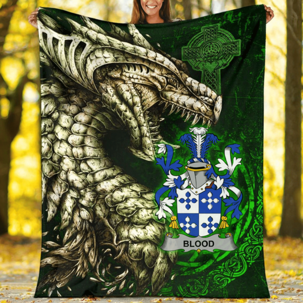 Ireland Premium Blanket - Blood Family Crest Blanket - Dragon Claddagh Cross