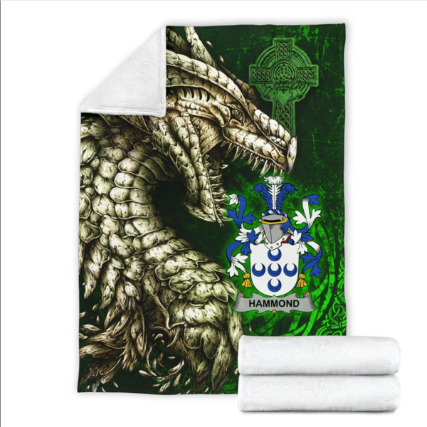 Ireland Premium Blanket - Hammond Family Crest Blanket - Dragon Claddagh Cross - Image 2