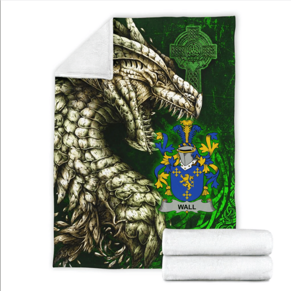 Ireland Premium Blanket - Wall Family Crest Blanket - Dragon Claddagh Cross - Image 2