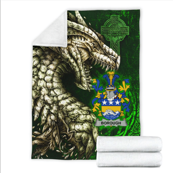 Ireland Premium Blanket - Borough Family Crest Blanket - Dragon Claddagh Cross - Image 2