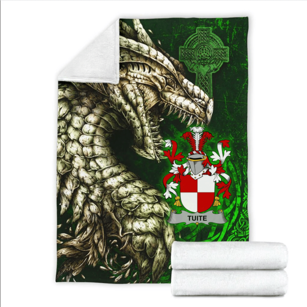 Ireland Premium Blanket - Tuite Family Crest Blanket - Dragon Claddagh Cross - Image 2