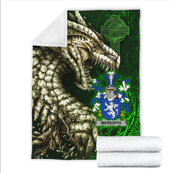 Ireland Premium Blanket - Meredith Family Crest Blanket - Dragon Claddagh Cross - Image 2