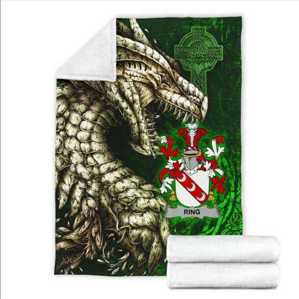 Ireland Premium Blanket - Ring or O'Ring Family Crest Blanket - Dragon Claddagh Cross - Image 2