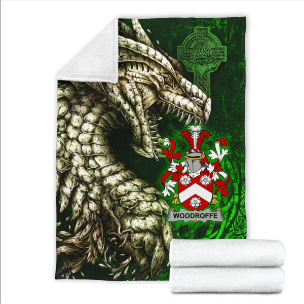 Ireland Premium Blanket - Woodroffe Family Crest Blanket - Dragon Claddagh Cross - Image 2