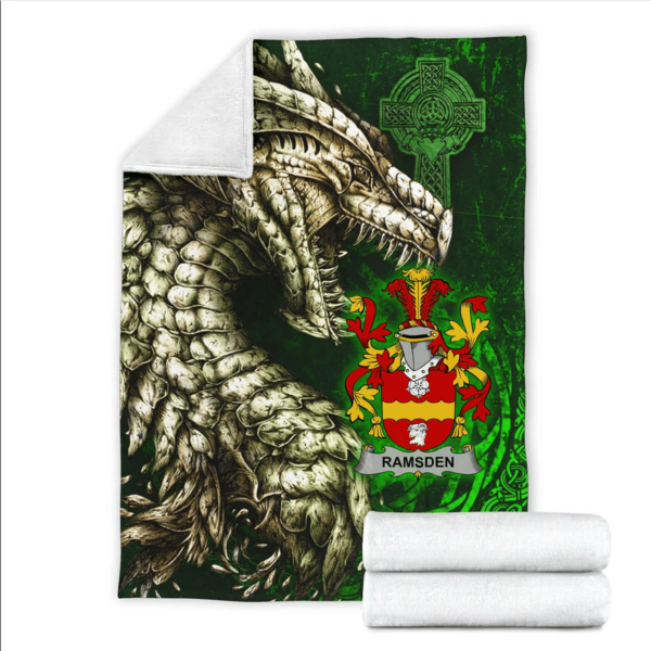 Ireland Premium Blanket - Ramsden Family Crest Blanket - Dragon Claddagh Cross - Image 2