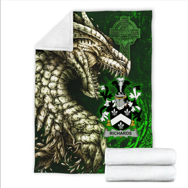 Ireland Premium Blanket - Richards Family Crest Blanket - Dragon Claddagh Cross - Image 2