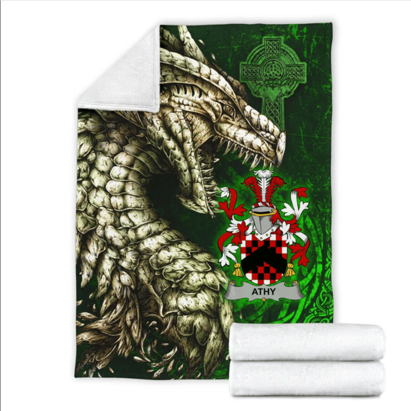 Ireland Premium Blanket - Athy Family Crest Blanket - Dragon Claddagh Cross - Image 2