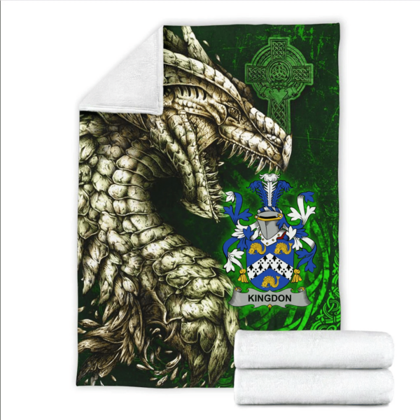 Ireland Premium Blanket - Kingdon Family Crest Blanket - Dragon Claddagh Cross - Image 2