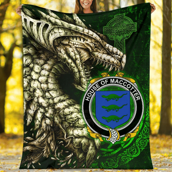 Ireland Premium Blanket - House of MACCOTTER Family Crest Blanket - Dragon Claddagh Cross