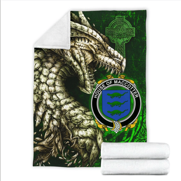 Ireland Premium Blanket - House of MACCOTTER Family Crest Blanket - Dragon Claddagh Cross - Image 2