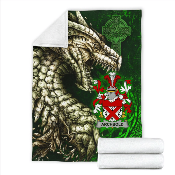 Ireland Premium Blanket - Archbold Family Crest Blanket - Dragon Claddagh Cross - Image 2