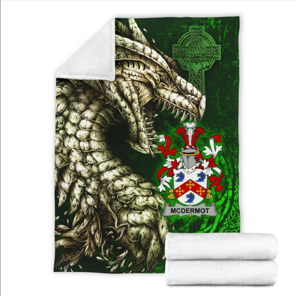 Ireland Premium Blanket - McDermot Family Crest Blanket - Dragon Claddagh Cross - Image 2