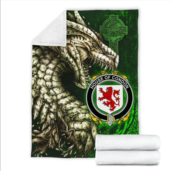 Ireland Premium Blanket - House of CONDON Family Crest Blanket - Dragon Claddagh Cross - Image 2