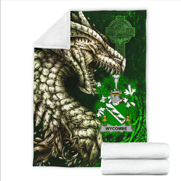 Ireland Premium Blanket - Wycombe Family Crest Blanket - Dragon Claddagh Cross - Image 2