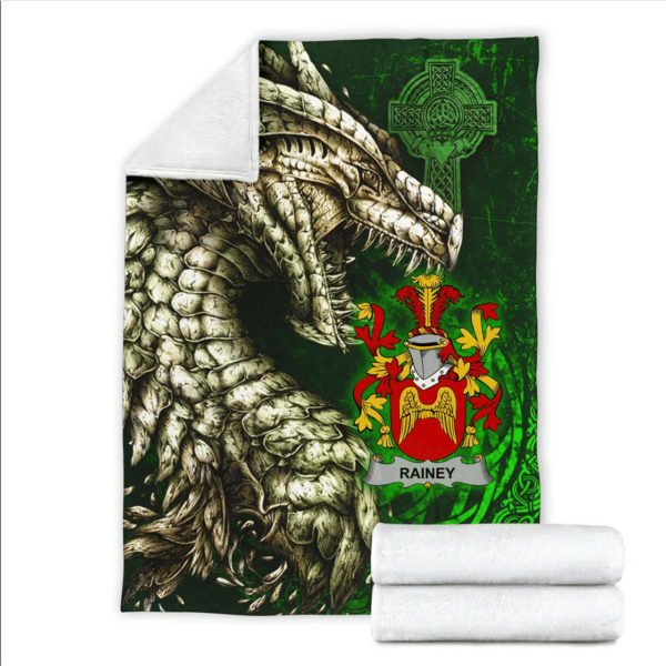 Ireland Premium Blanket - Rainey Family Crest Blanket - Dragon Claddagh Cross - Image 2