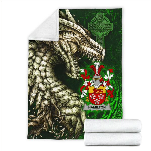 Ireland Premium Blanket - Hamilton Family Crest Blanket - Dragon Claddagh Cross - Image 2