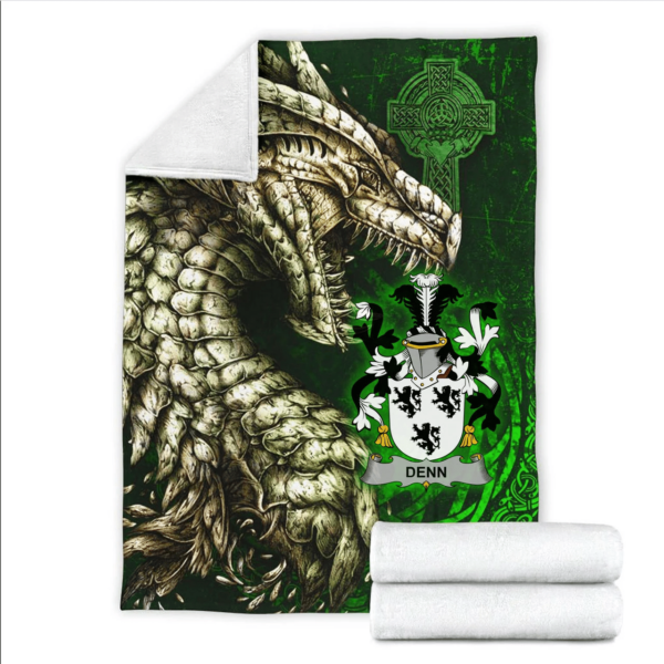 Ireland Premium Blanket - Denn Family Crest Blanket - Dragon Claddagh Cross - Image 2