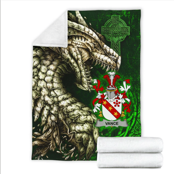 Ireland Premium Blanket - Vance Family Crest Blanket - Dragon Claddagh Cross - Image 2