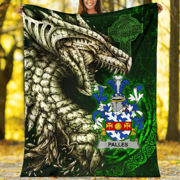 Ireland Premium Blanket - Palles Family Crest Blanket - Dragon Claddagh Cross