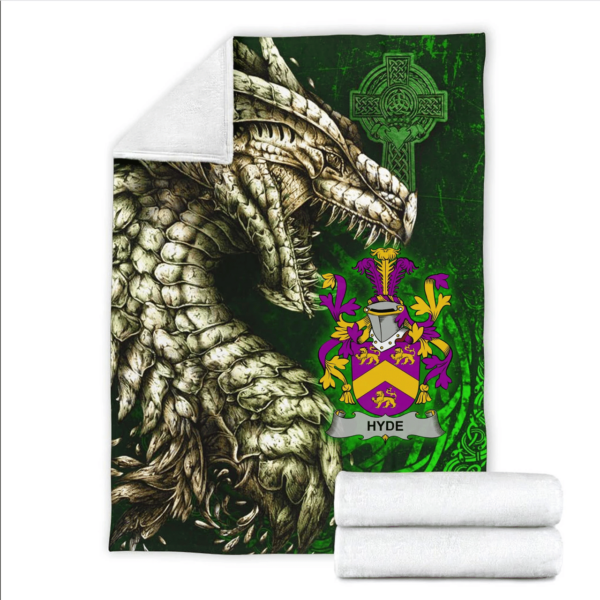 Ireland Premium Blanket - Hyde Family Crest Blanket - Dragon Claddagh Cross - Image 2