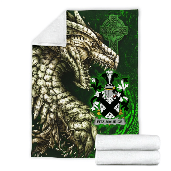 Ireland Premium Blanket - Fitz-Maurice Family Crest Blanket - Dragon Claddagh Cross - Image 2