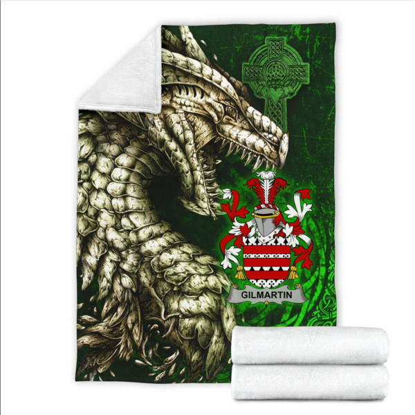 Ireland Premium Blanket - Gilmartin or Kilmartin Family Crest Blanket - Dragon Claddagh Cross - Image 2