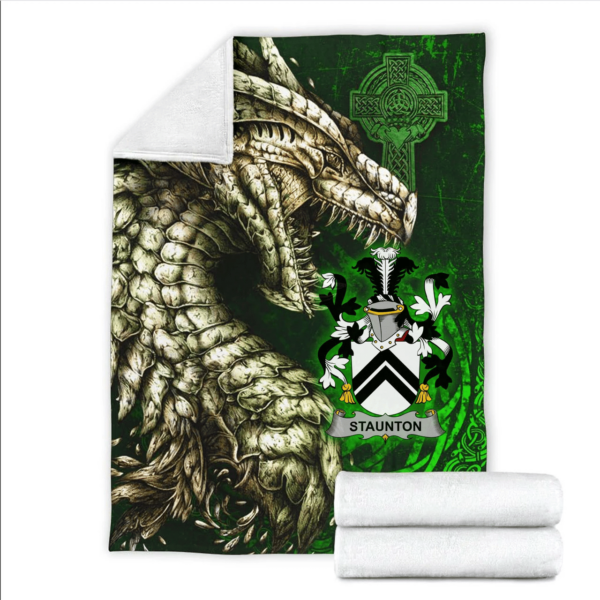 Ireland Premium Blanket - Staunton Family Crest Blanket - Dragon Claddagh Cross - Image 2