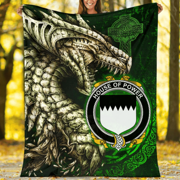 Ireland Premium Blanket - House of POWER Family Crest Blanket - Dragon Claddagh Cross