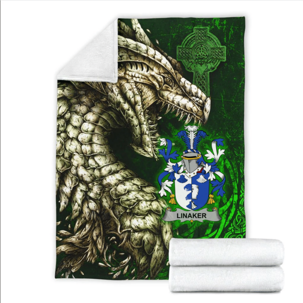 Ireland Premium Blanket - Linaker Family Crest Blanket - Dragon Claddagh Cross - Image 2