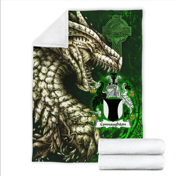 Ireland Premium Blanket - Connaughton Family Crest Blanket - Dragon Claddagh Cross - Image 2