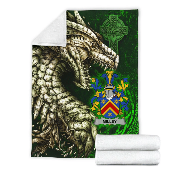 Ireland Premium Blanket - Milley or O'Millea Family Crest Blanket - Dragon Claddagh Cross - Image 2