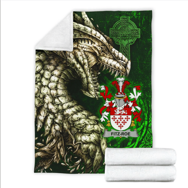 Ireland Premium Blanket - Fitz-Roe Family Crest Blanket - Dragon Claddagh Cross - Image 2