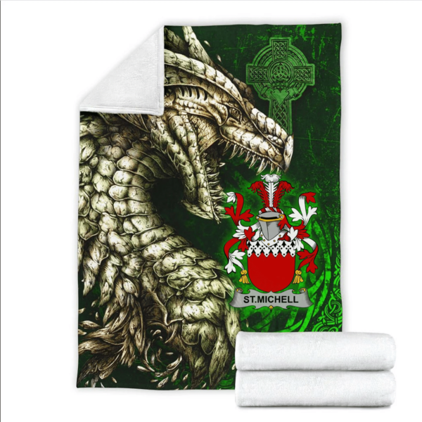 Ireland Premium Blanket - St.Michell Family Crest Blanket - Dragon Claddagh Cross - Image 2