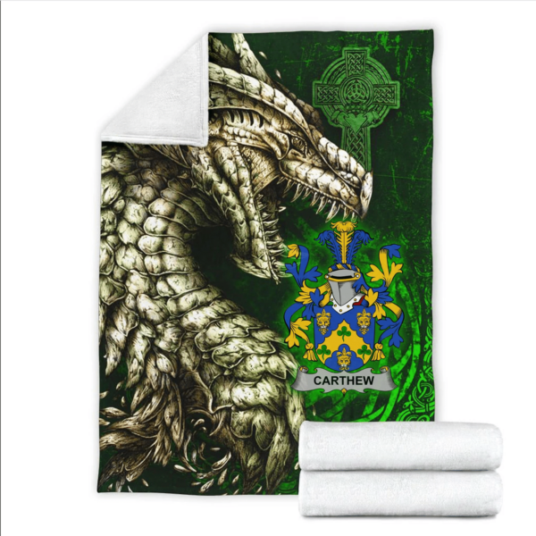 Ireland Premium Blanket - Carthew Family Crest Blanket - Dragon Claddagh Cross - Image 2